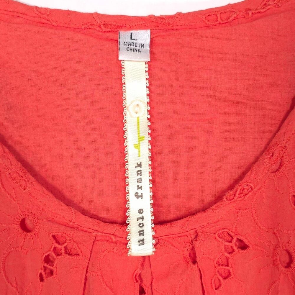 Anthropologie Coral Eyelet Ruffle Mini Dress - Picture 3 of 10